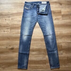 Diesel Sleenker Jeans Men 29x32 Blue Slim Skinny Stretch Medium Wash Faded 0840F
